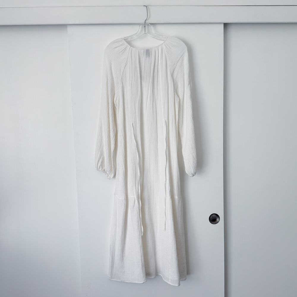 NWT Universal Thread Cotton Gauze Long Sleeve Midi Dress White - Picture 7 of 10
